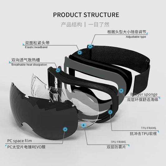 OTG Ski Goggles - Over Glasses Ski/Snowboard Goggles for Men, Women & Youth - 100% UV Protection